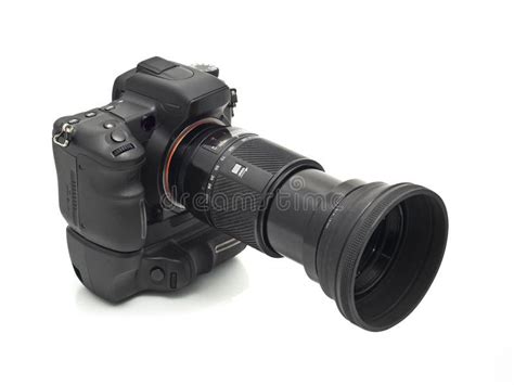 Professional Dslr Camera With Telephoto Lens Stock Photo Image Of