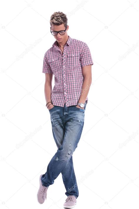 Casual Man Looks Down Stock Photo By ©feedough 25381367
