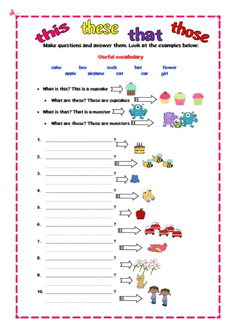 FREE Demonstrative Pronouns Worksheets