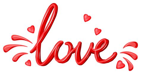 Word Love In Italicssplashes And Heartsisolated Illustration For