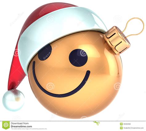 Christmas Ball Smiley Face Gold Happy New Year Santa Stock Illustration