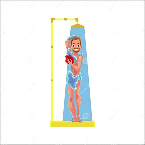 Vector Cartoon Adult Man Taking Shower Isolated Stock Vector Illustration Of Morning Isolated