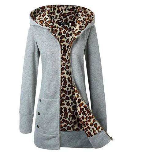 Female Hooded Sweatshirt Casual Leopard Print Long Sleeve Women Leopard