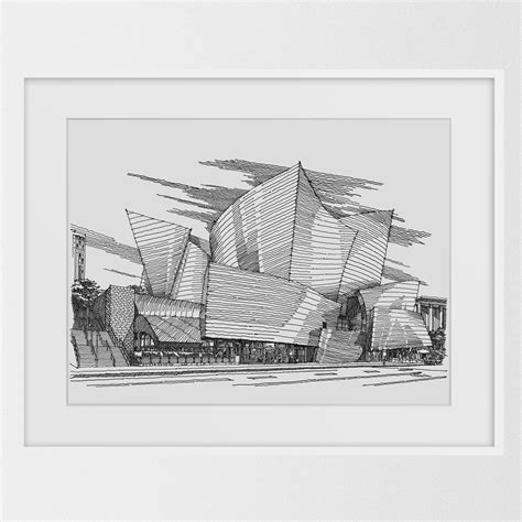 Disney Concert Hall Frank Gehry Boceto De Arquitectura Etsy