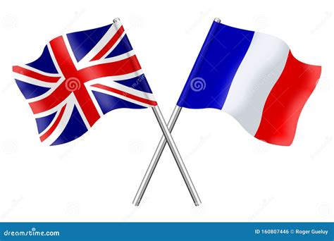 3d Flags Of France And United Kingdom Isolated On White Background