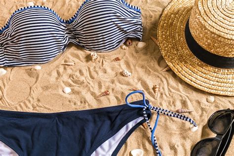 premium photo summer bikini and accessories stylish beach set beach bikini summer outfit and