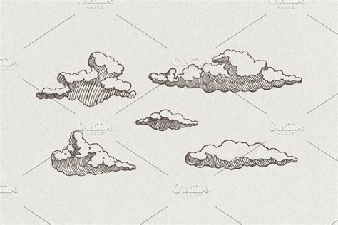 Collection Of Clouds Drawings Masterbundles