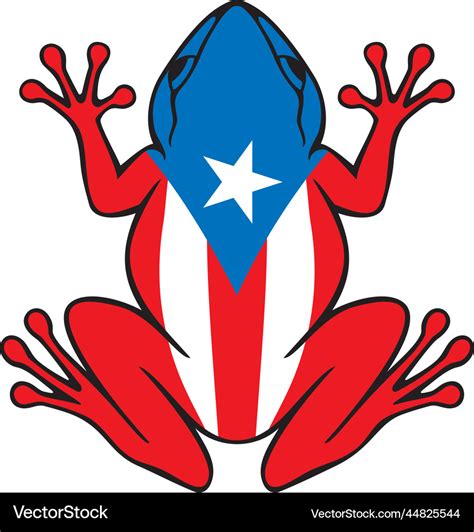 Puerto Rico Rana Frog With Flag Common Coqui Vector Image