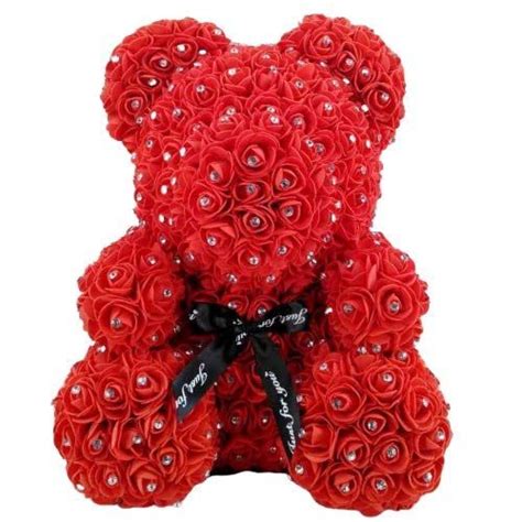 a decor concept red rose bear with diamonds handmade bear perfect for anniversaries