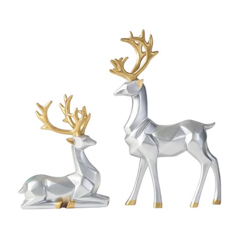Christmas Reindeer Figurines Nordic Style Small Resin Sitting Standing