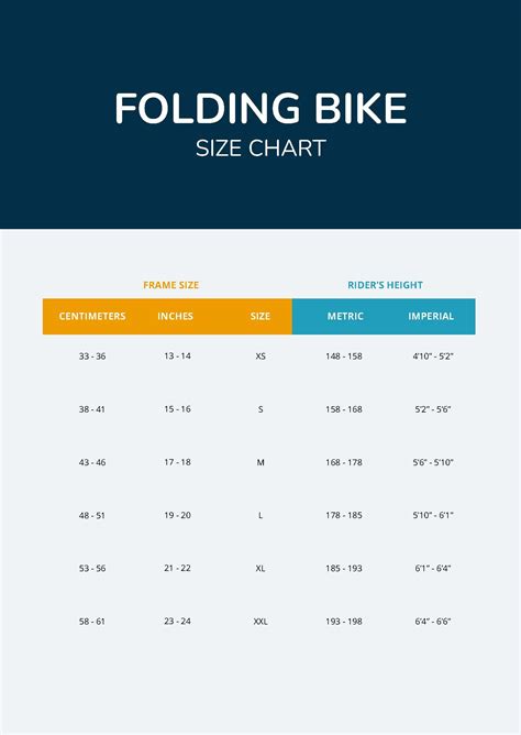 Folding Bike Size Chart In Pdf Download