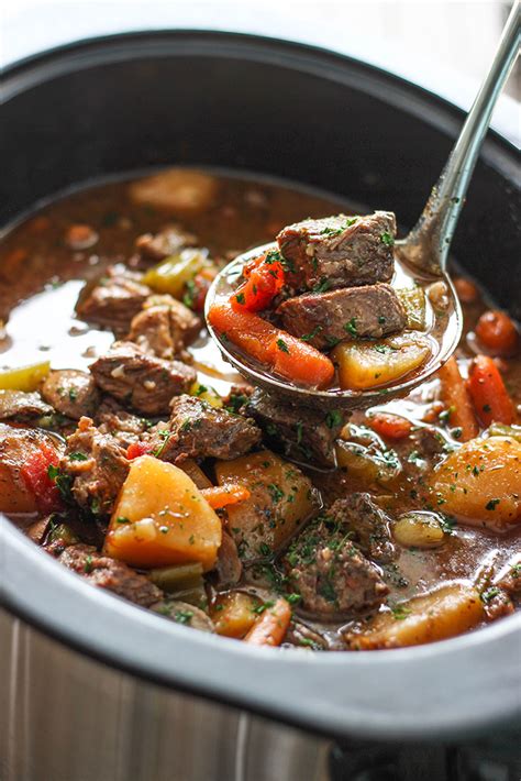 Pour the stock around the beef. Slow Cooker Beef Stew - The Cooking Jar