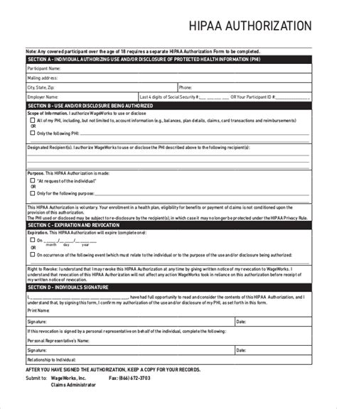 Free 9 Sample Hipaa Forms In Pdf Ms Word