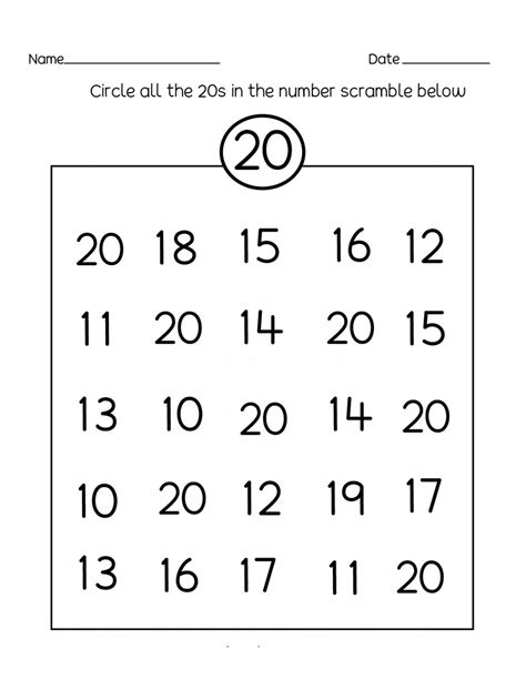 Number 20 Worksheets And Exercises 101 Activity