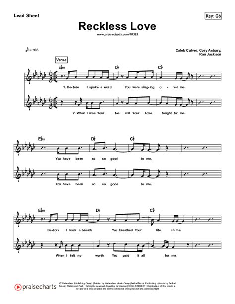 Reckless Love Simplified Sheet Music Pdf Bethel Music Cory Asbury