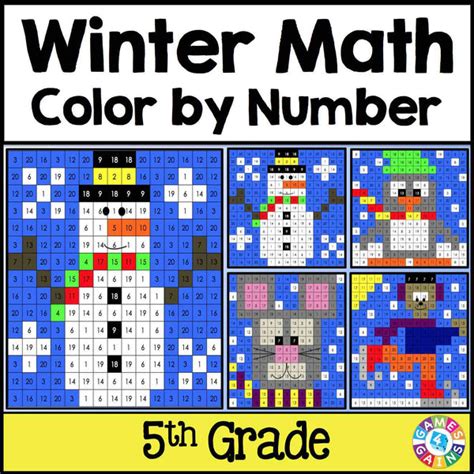 Winter Math Color By Number 5th Grade Games 4 Gains