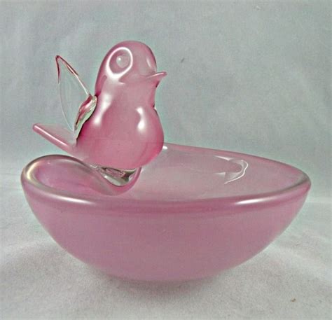 Pink Opaline Murano Glass Bird Bowl From San Marcos On Ruby Lane Murano Glass Birds Opaline