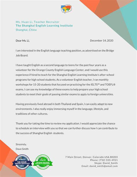 How To Write A Tefl Cover Letter With Sample Bridgeuniverse Tefl
