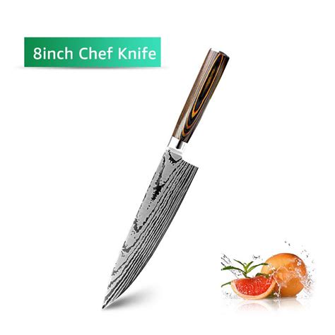 kitchen knife chef knives japanese 7cr17 440c high carbon stainless steel imitation damascus