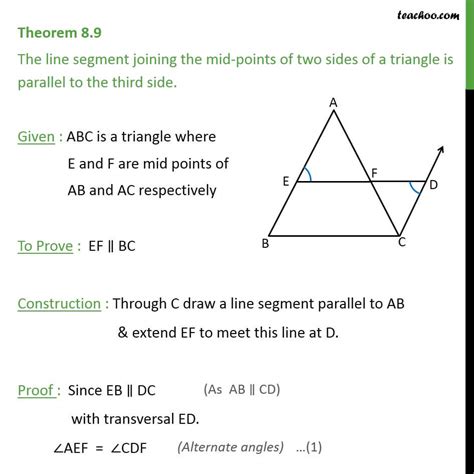 Theorem 89 Class 9 Line Joining Mid Points Of 2 Sides Of Triangle