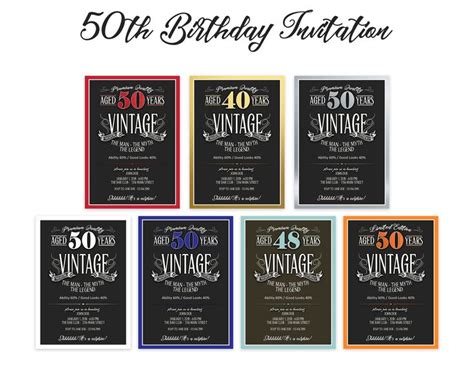 50th Birthday Invitation For Men Jpeg Printable Aged To Perfection