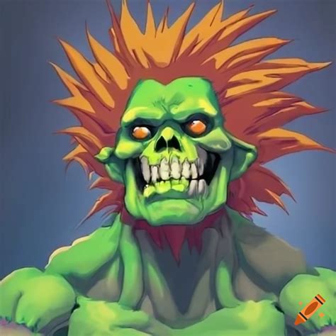 Cosplay Of Blanka From Street Fighter As Skeletor From He Man