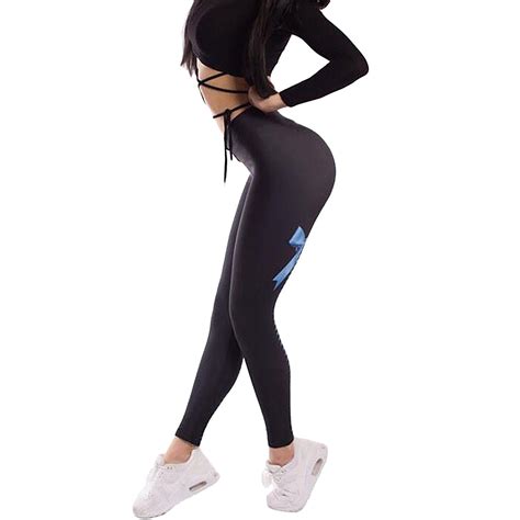 buy women fitness sports yoga pants gym bow printed yoga leggings push up