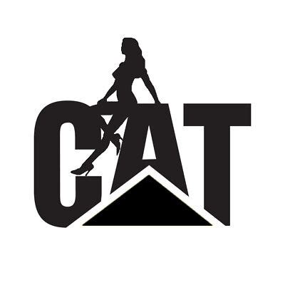 Cat Caterpillar Logo Con Sexy Lady Girl Ragazza Adesivo Sticker Pellicola Ebay