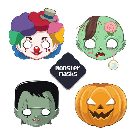 Cute Halloween Monster Masks 676492 Vector Art At Vecteezy