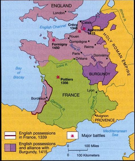 Map Of The Hundred Years War 1338 1453 European History British