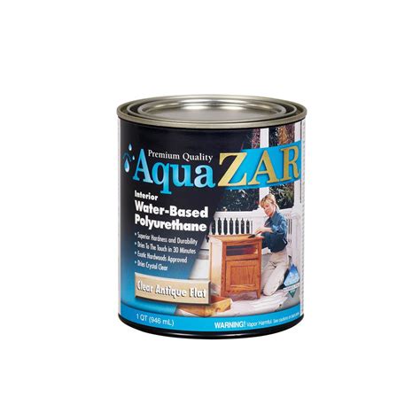 Sanding ensures that the surface is clean and aids adhesion. ZAR 1 qt. Antique Flat Aqua Water-Based Polyurethane (2 ...