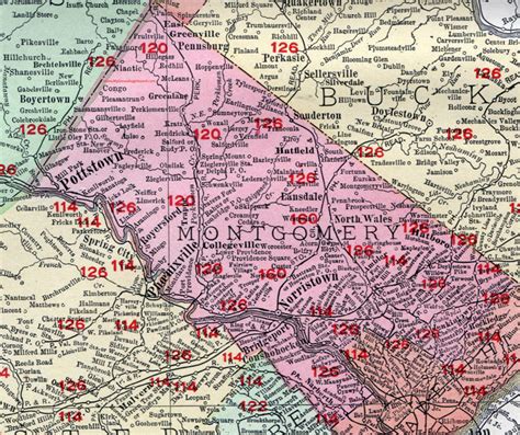 Montgomery County Pennsylvania 1908 Map By Rand Mcnally