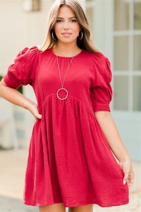 Adorable Red Babydoll Dress Precious Fall Dresses The Mint Julep