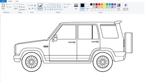 How To Draw Car In Computer Using Ms Paint Car Drawing Tutorial