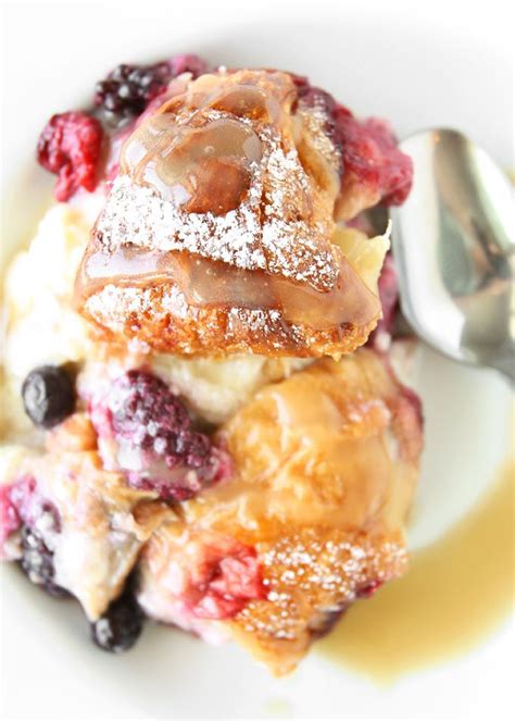 Mixed Berry Croissant Pudding With Whiskey Butter Sauce The Kitchen