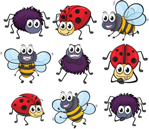 Vector Cartoon Insects Set Insects Clipart Stock Vector