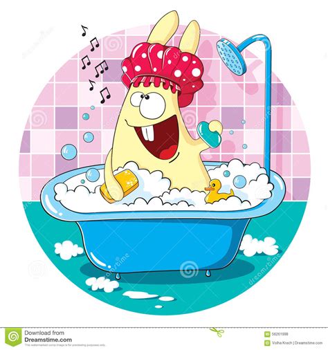 Rubbing the bunny well should leave behind all excess cornstarch, soil, and loose fur. Cartoon Bunny Taking A Bath Stock Vector - Illustration of ...