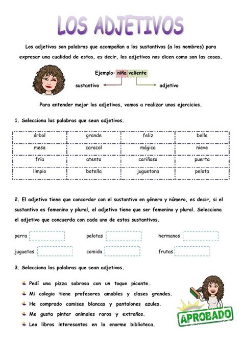 Ficha De El Adjetivo Para Primaria Spanish Classroom Activities My