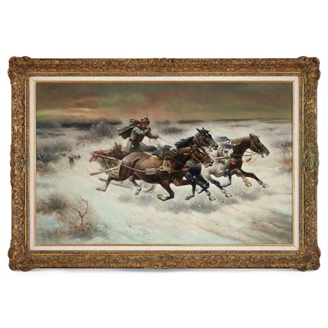 Adolf Constantin Baumgartner Stoiloff Russian Oil Painting The Chase