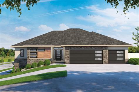 Multi Generational Sloping Lot Prairie Style House Plan 42627db