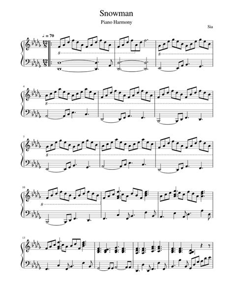 Snowman By Sia Sheet Music For Piano Solo Easy