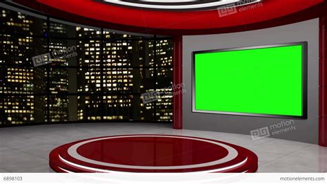 News Tv Studio Set 56 Virtual Green Screen Background Loop Stock Video