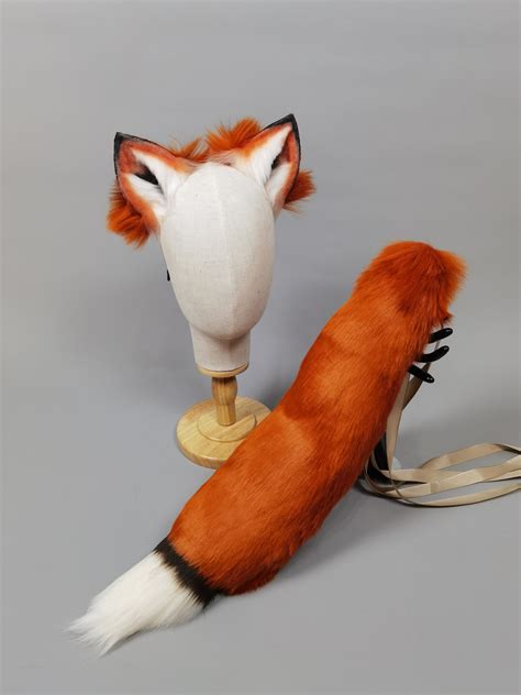 Red Fox Ears And Tail Setrealistic Animal Ears And Tailwolf Etsy