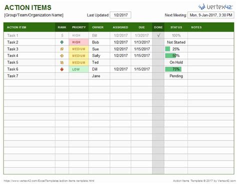 Action Log Template Beautiful Action Items Template For Excel In 2020