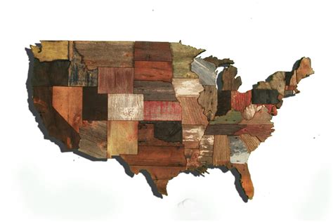 United States Of America Map From Reclaimed Barn Wood Recycled Usa