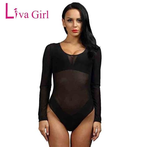 Liva Girl Sexy Club Jumpsuits Bodysuit Women Mesh Bodysuit Rompers
