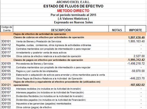 CURSO TALLER ELABORACIÓN DEL ESTADO DE FLUJO DE EFECTIVO Archivo Excel