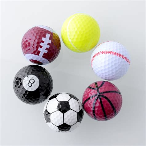 1 Set 6pcs Novelty Assorted Sports Golf Balls Day Present T Rubber