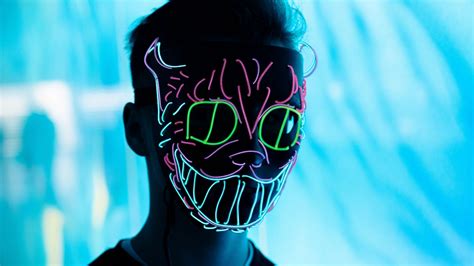 Download Wallpaper 1920x1080 Man Mask Neon Light Glow