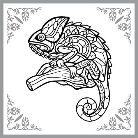 Premium Vector Chameleon Zentangle Arts Isolated On White Background